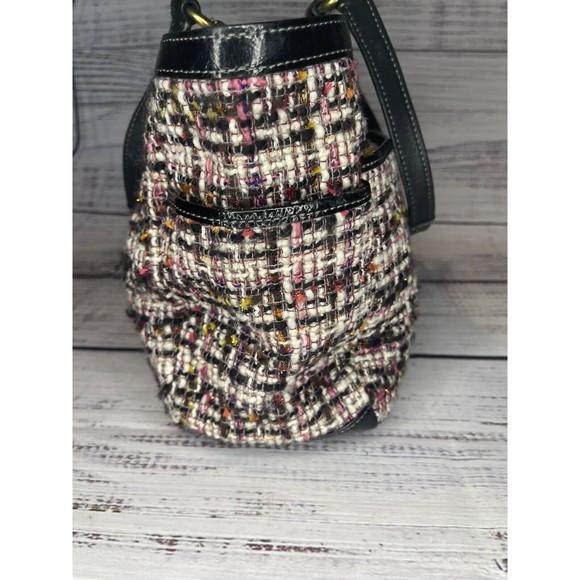 Coach Galaxy Tweed Tote Bag Shoulder Purse H1221-F20025 Black Pink & Tan - Picture 8 of 15